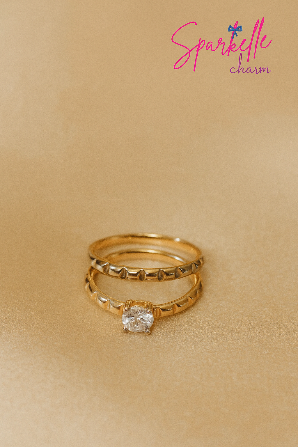 Gold silver stackable ring set