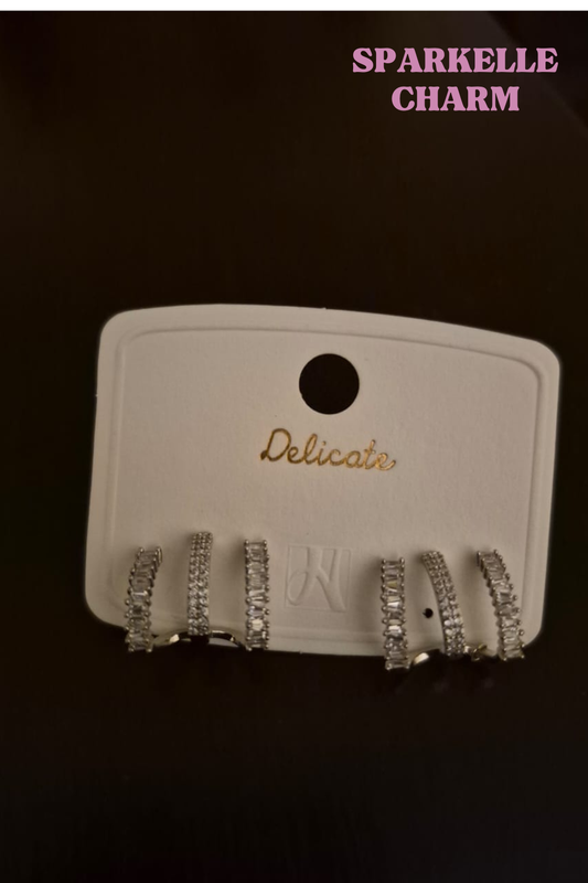 Silver tripple layered bali style hoop