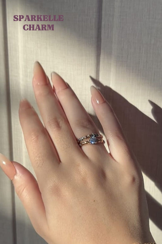 Gold silver stackable ring set