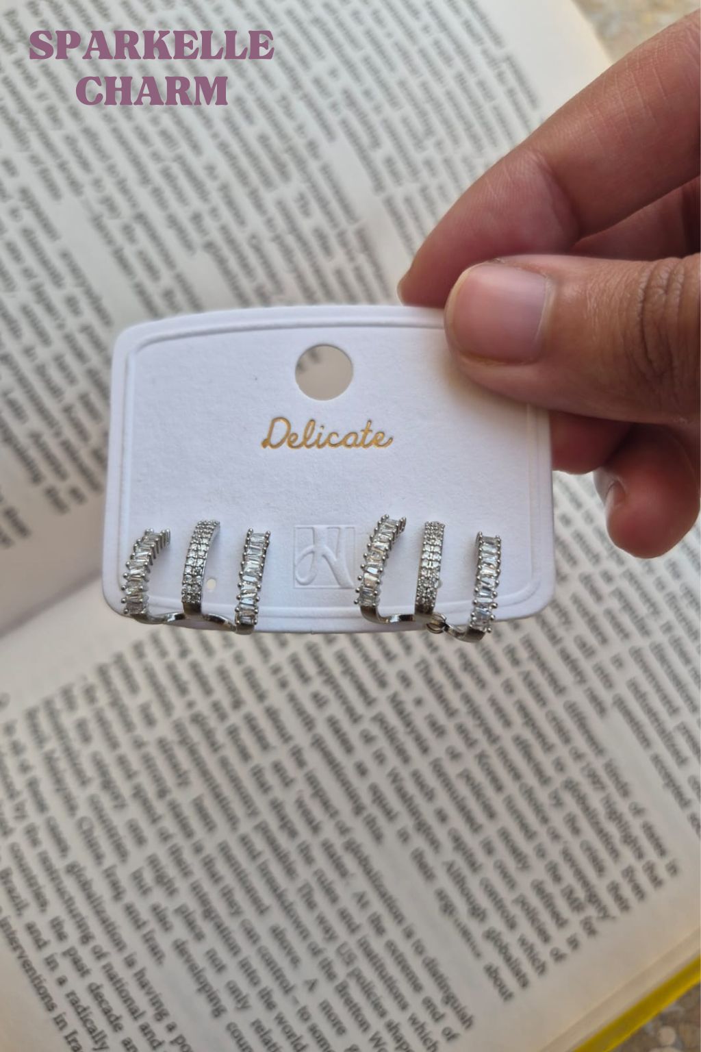 Silver tripple layered bali style hoop