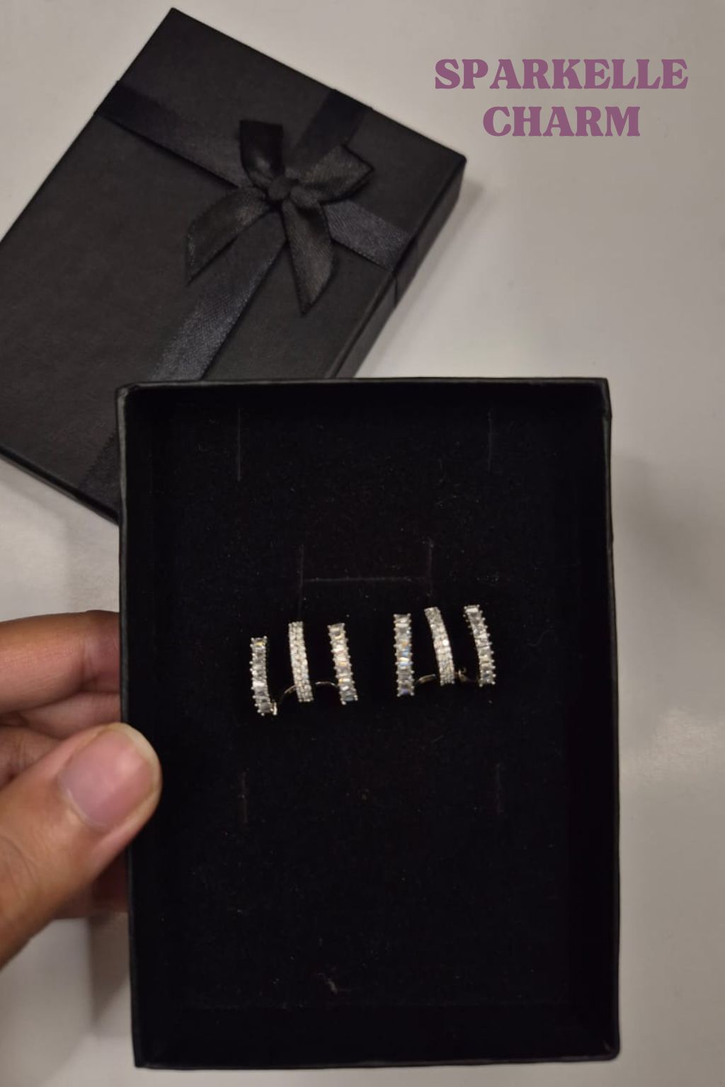 Silver tripple layered bali style hoop